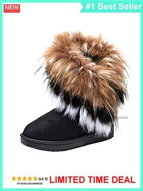 Faux Suede Rabbit Fur Mid Calf Snow Boots Tassel Winter Shoes